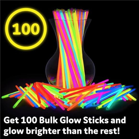 Glow Sticks Party Favors 100pk -8"Glow in the Dark Party Supplies, Light Sticks - Picture 3 of 7